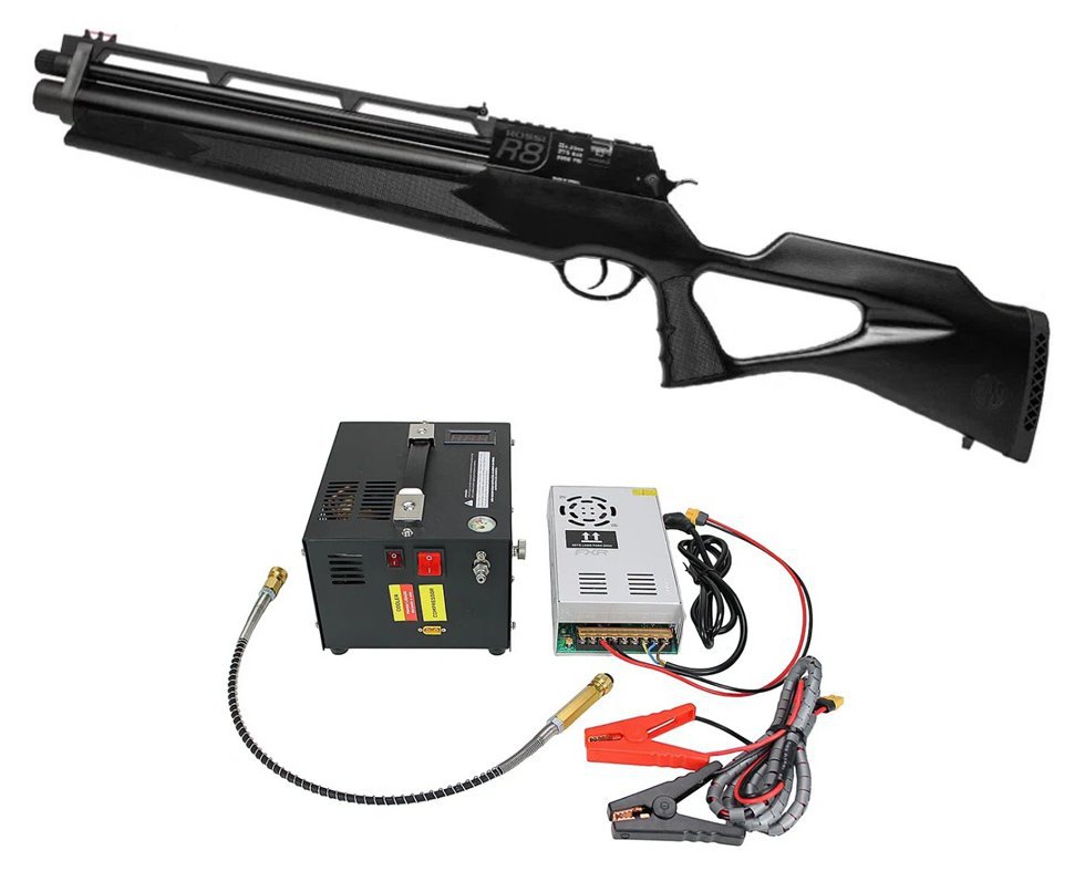 Carabina PCP Rossi R8 Short 6,35mm Big Bore + Compressor Portátil Trivolt