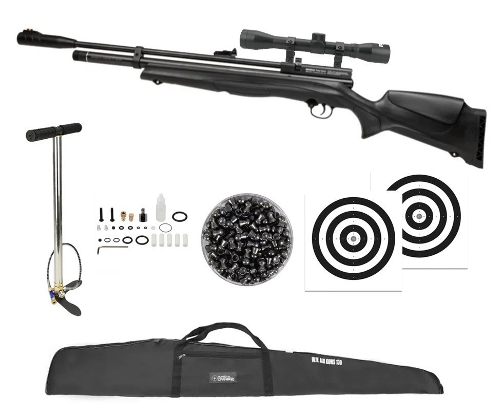 Carabina de Pressão PCP Beeman New 1336S Side Lever 60 Joules 5,5mm - Rossi + Capa + Bomba + Chumbo + Alvos + Luneta 4x32