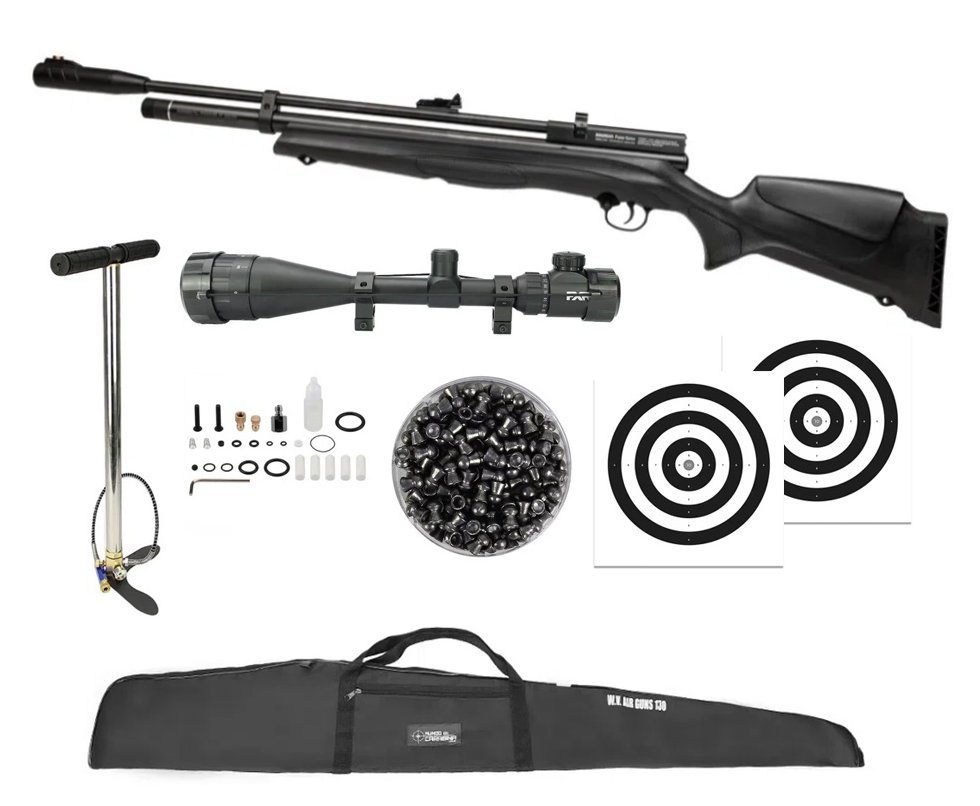 Carabina de Pressão PCP Beeman New 1336S Side Lever 60 Joules 5,5mm - Rossi + Capa + Bomba + Chumbo + Alvos + Luneta 4-16x50