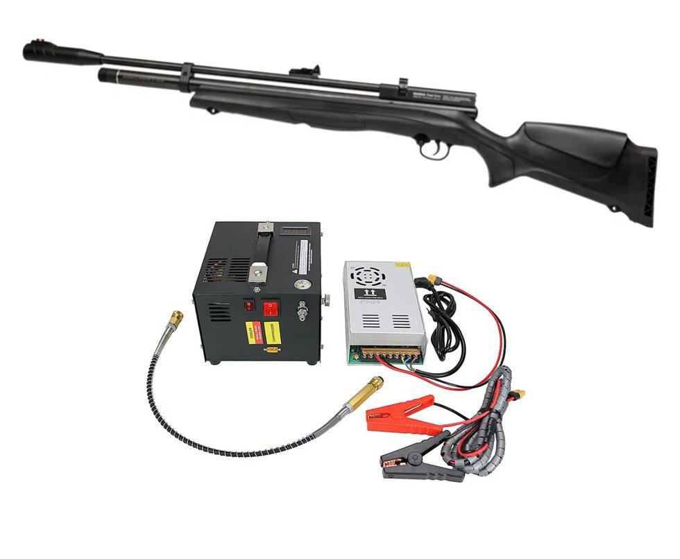 Carabina de Pressão PCP Beeman New 1336S Side Lever 60 Joules 5,5mm - Rossi + Compressor Portátil Trivolt Compact