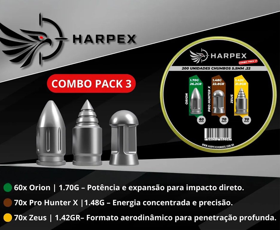 Chumbinho Harpex Orion, Pro Hunter X, Zeus 5,5mm 200 pcs/pot