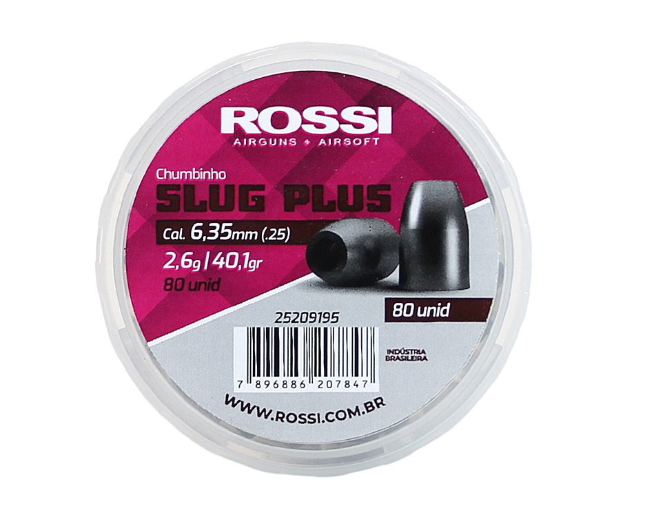 Chumbinho Premium Rossi Slug Plus 6,35mm 2,14g 33gr com 80un