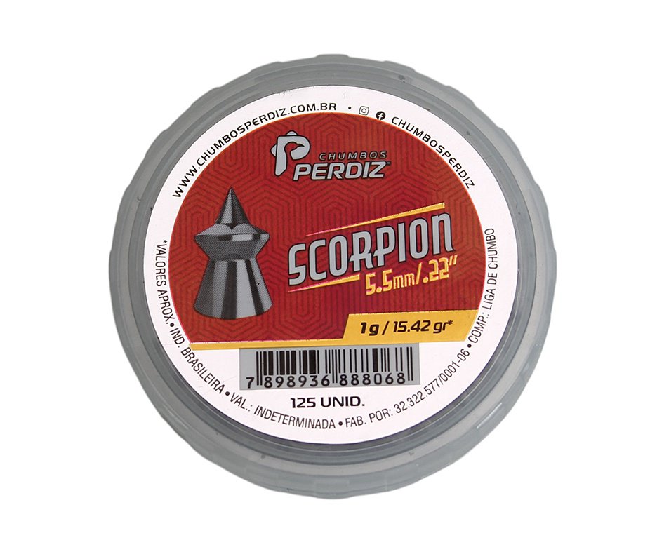 Chumbinho de Pressão Perdiz Scorpion  5,5 mm - 125 unidades