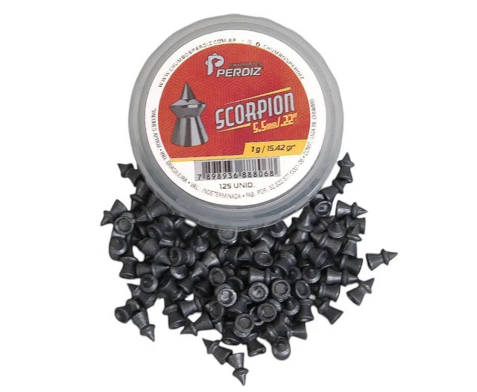 Kit 03 Cx Chumbinho de Pressão Scorpion 5,5mm 125und Alta penetração - Perdiz + Alvos