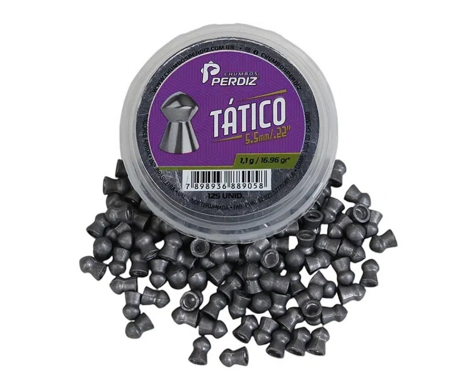 Kit 05 Cx Chumbinho de Pressão Tático 5,5 mm 125un - Perdiz + Alvos
