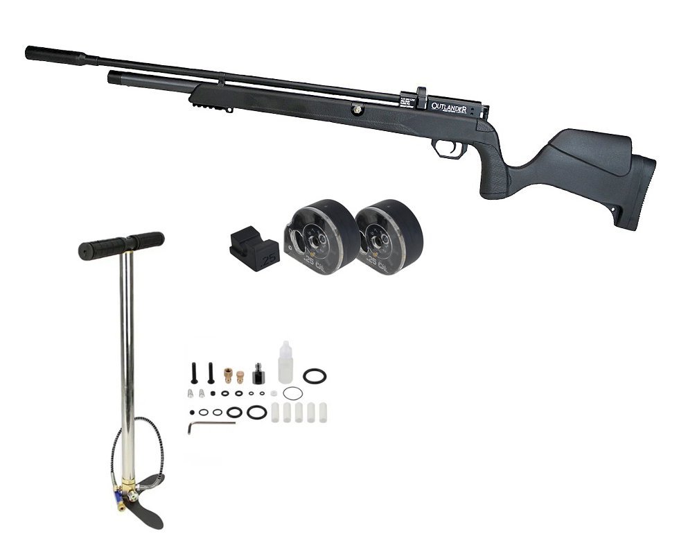Carabina de Pressão PCP Outlander Black 6,35mm Alto Fluxo 1100 FPS - Rossi + Bomba