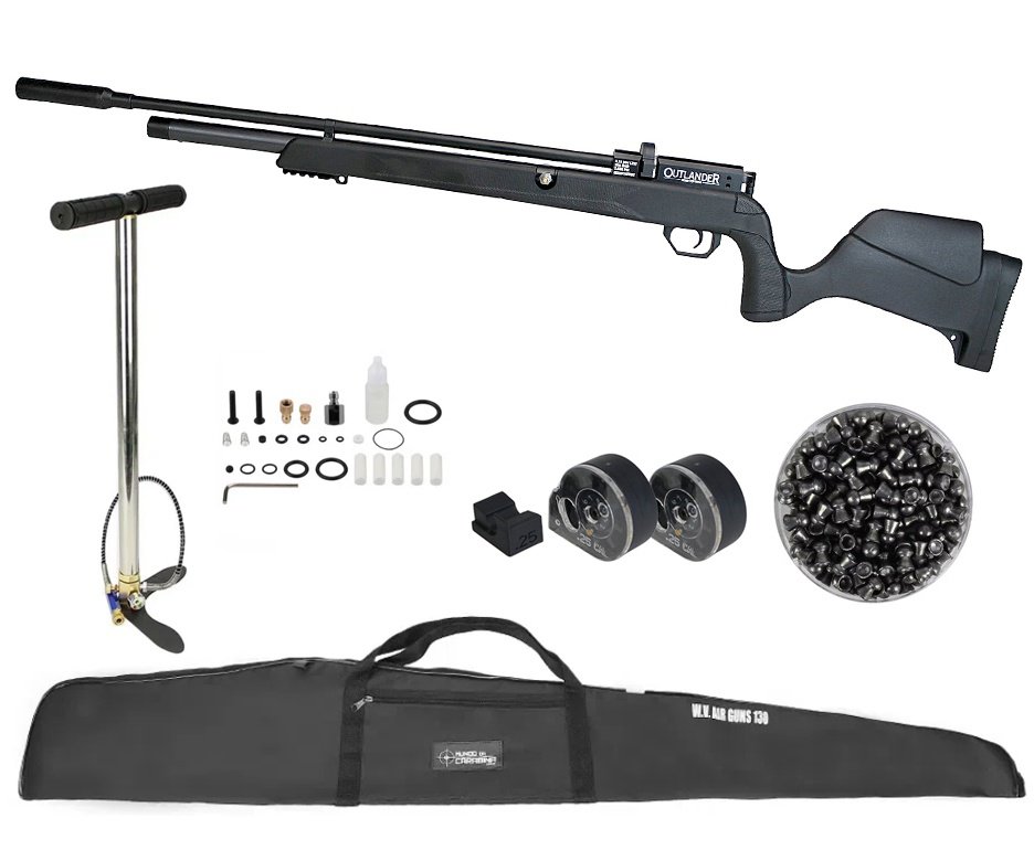Carabina de Pressão PCP Rossi Outlander VR Black 6,35 + Bomba + Capa + Chumbo