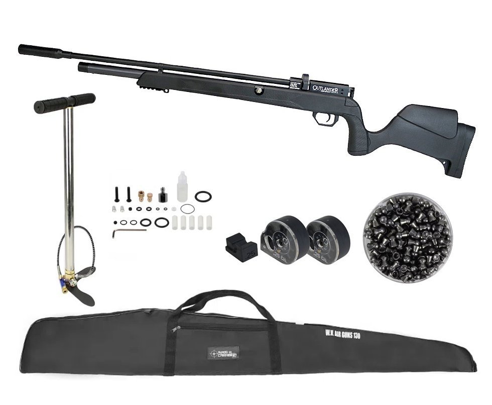 Carabina de Pressão PCP Rossi Outlander VR Black 6,35 + Bomba + Capa + Chumbo