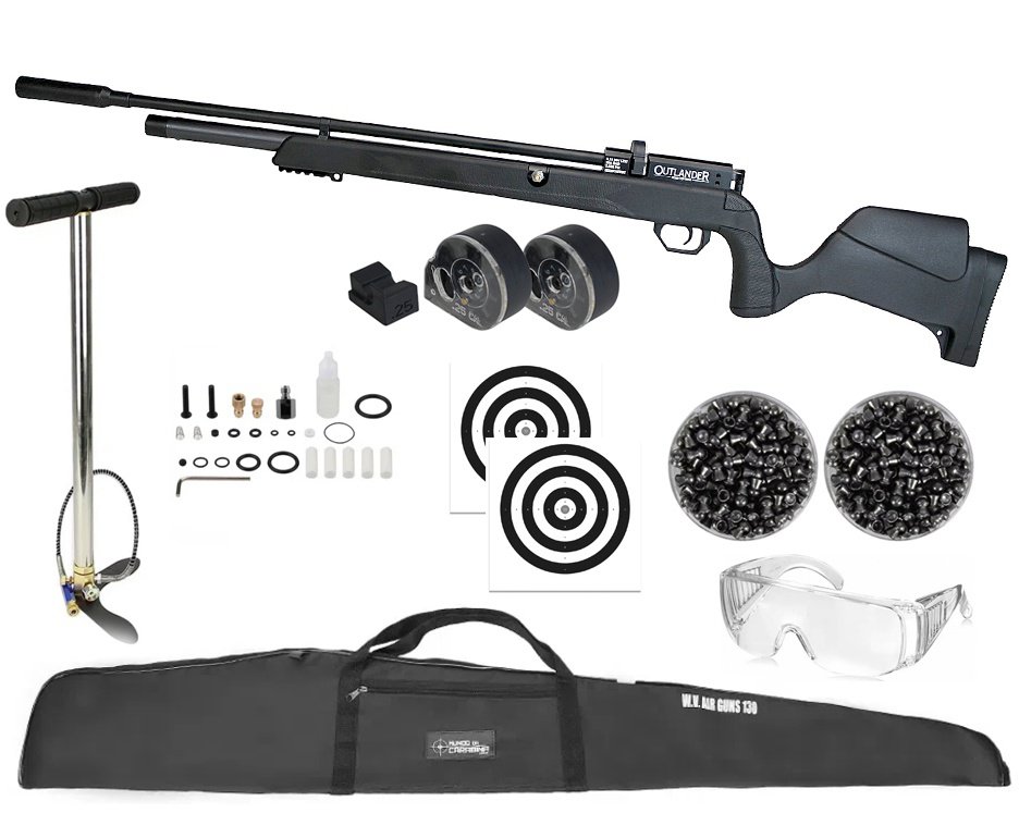 Carabina de Pressão PCP Rossi Outlander VR Black 6,35 + Bomba + Capa + Chumbo + Alvos
