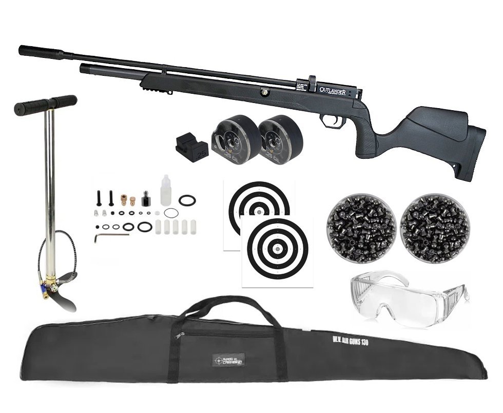 Carabina de Pressão PCP Rossi Outlander VR Black 6,35 + Bomba + Capa + Chumbo + Alvos
