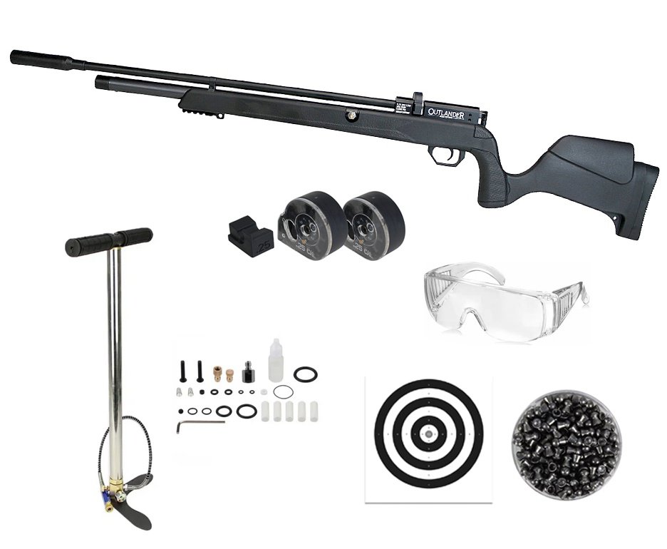Carabina de Pressão PCP Rossi Outlander VR Black 6,35 + Bomba + Luneta 3-9x40