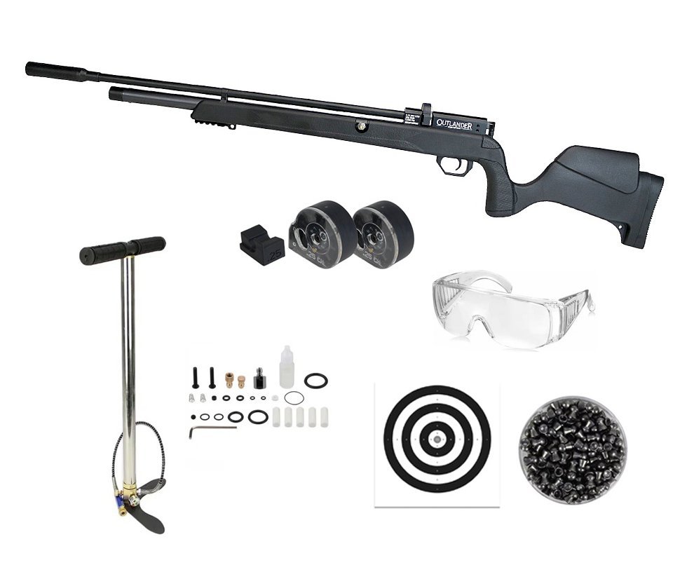 Carabina de Pressão PCP Rossi Outlander VR Black 6,35 + Bomba + Luneta 3-9x40