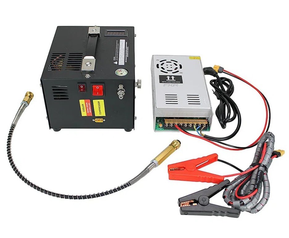 Carabina de Pressão PCP Rossi Outlander VR Black 6,35 + Compressor Portátil Trivolt