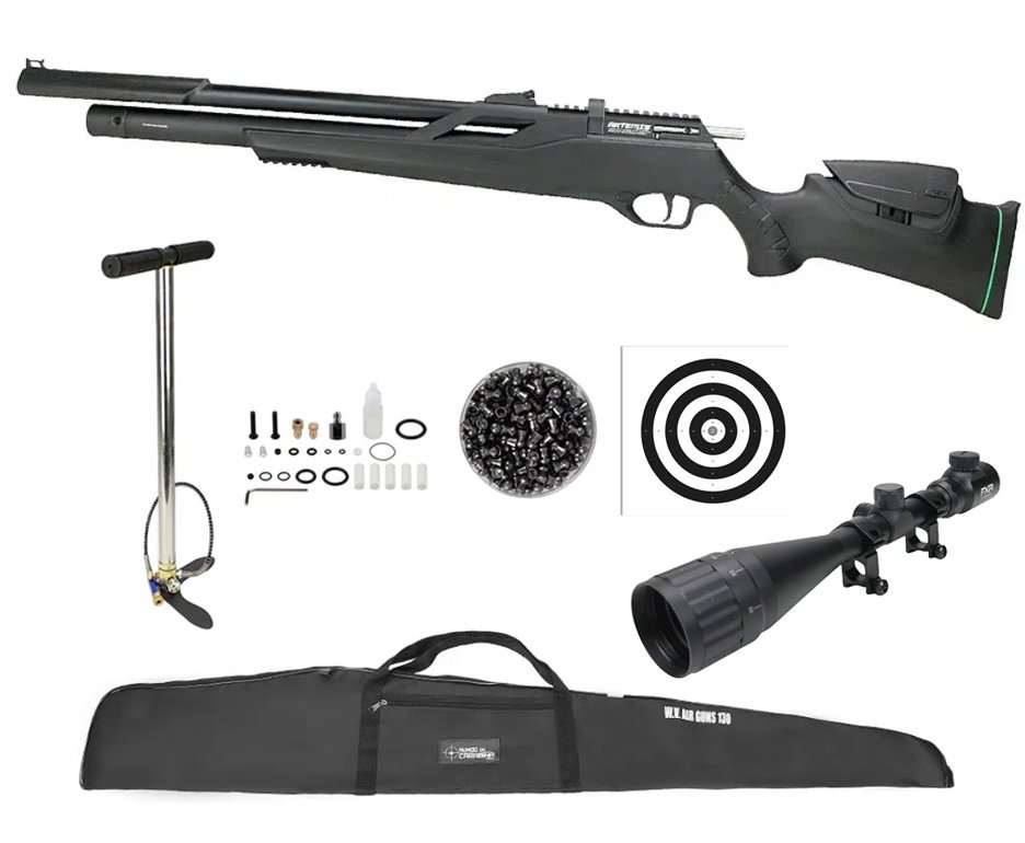Carabina de Pressão PCP Artemis T-REX Montecarlo Six 6.0mm com Válvula Reguladora - FXR + Bomba + Capa + Chumbo + Alvos + Luneta 4-16x50