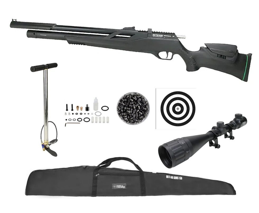 Carabina de Pressão PCP Artemis T-REX Montecarlo Six 6.0mm com Válvula Reguladora - FXR + Bomba + Capa + Chumbo + Alvos + Luneta 4-16x50