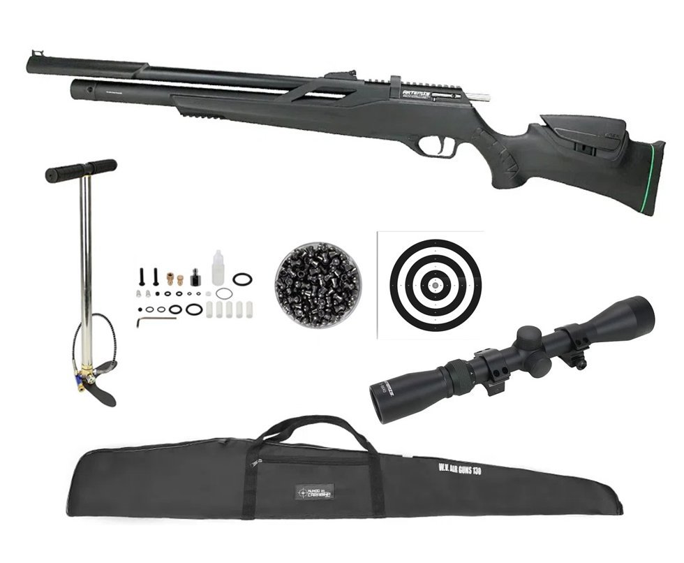Carabina de Pressão PCP Artemis T-REX Montecarlo Six 6.0mm com Válvula Reguladora - FXR + Bomba + Capa + Chumbo + Alvos + Luneta 3-9x40
