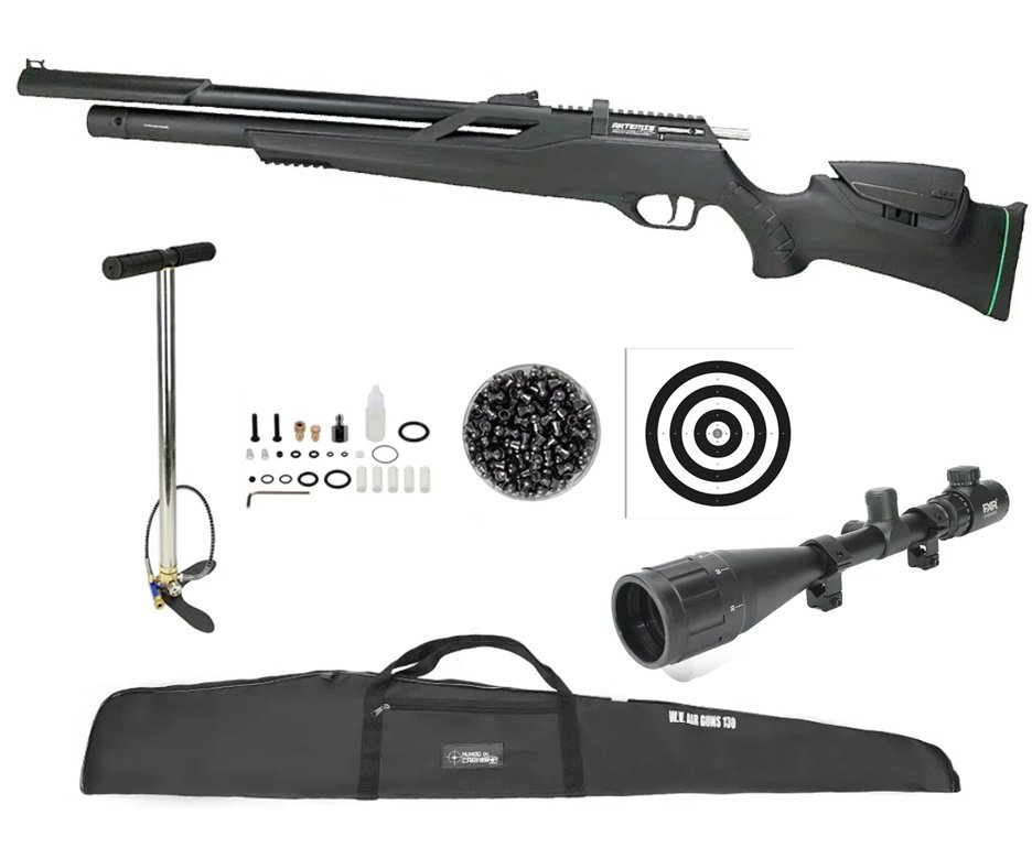 Carabina de Pressão PCP Artemis T-REX Montecarlo Six 6.0mm com Válvula Reguladora - FXR + Bomba + Capa + Chumbo + Alvos + Luneta 6-24x50