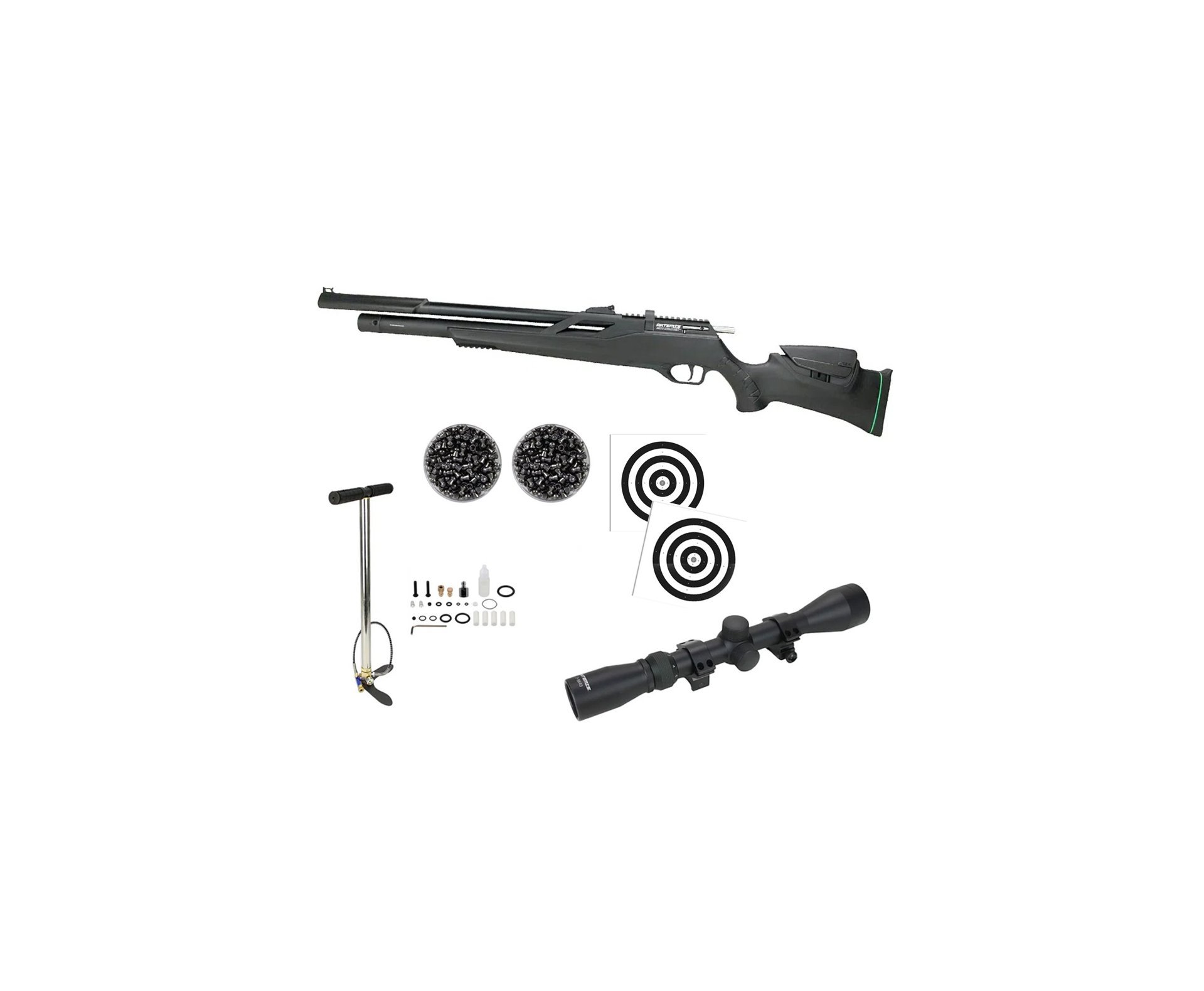 Carabina de Pressão PCP Artemis T-REX Montecarlo Six 6.0mm com Válvula Reguladora - FXR + Bomba + Chumbo + Alvos + Luneta 3-9x40