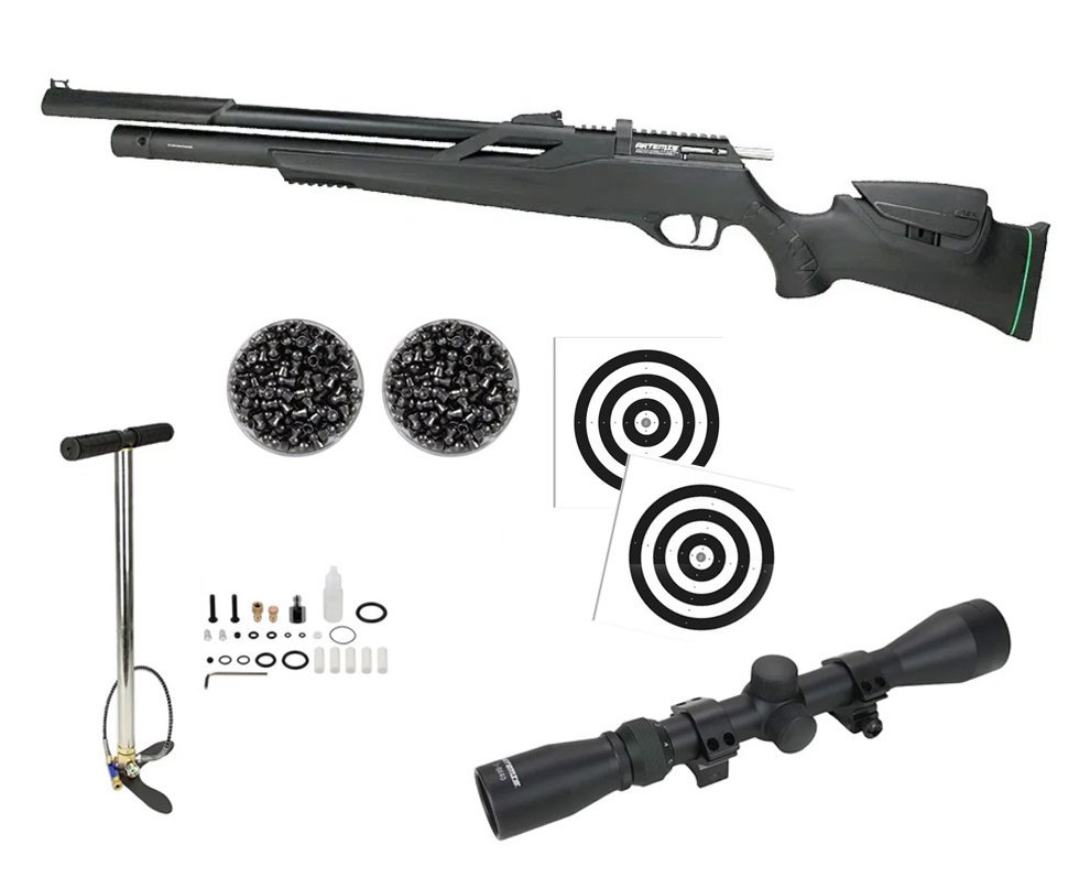 Carabina de Pressão PCP Artemis T-REX Montecarlo Six 6.0mm com Válvula Reguladora - FXR + Bomba + Chumbo + Alvos + Luneta 3-9x40