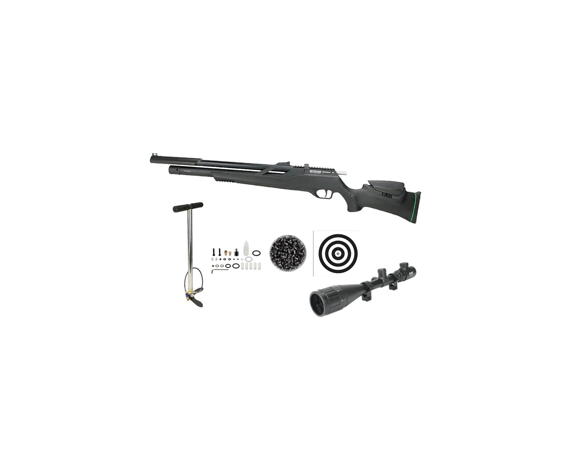 Carabina de Pressão PCP Artemis T-REX Montecarlo Six 6.0mm com Válvula Reguladora - FXR + Bomba + Chumbo + Alvos + Luneta 6-24x50
