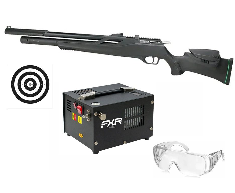 Carabina de Pressão PCP Artemis T-REX Montecarlo Six 6.0mm com Válvula Reguladora - FXR + Compressor Portátil Trivolt