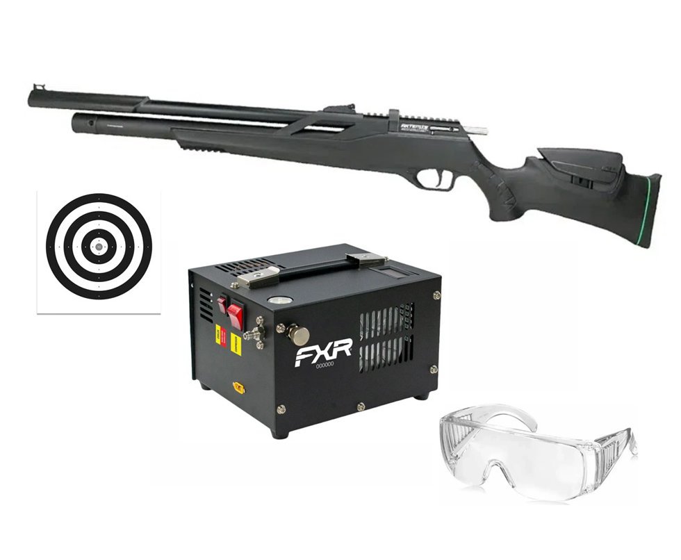 Carabina de Pressão PCP Artemis T-REX Montecarlo Six 6.0mm com Válvula Reguladora - FXR + Compressor Portátil Trivolt