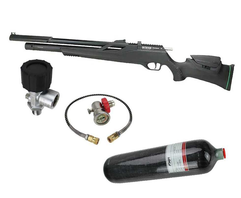 Carabina de Pressão PCP Artemis T-REX Montecarlo Six 6.0mm com Válvula Reguladora - FXR + Cilindro Scuba 3L