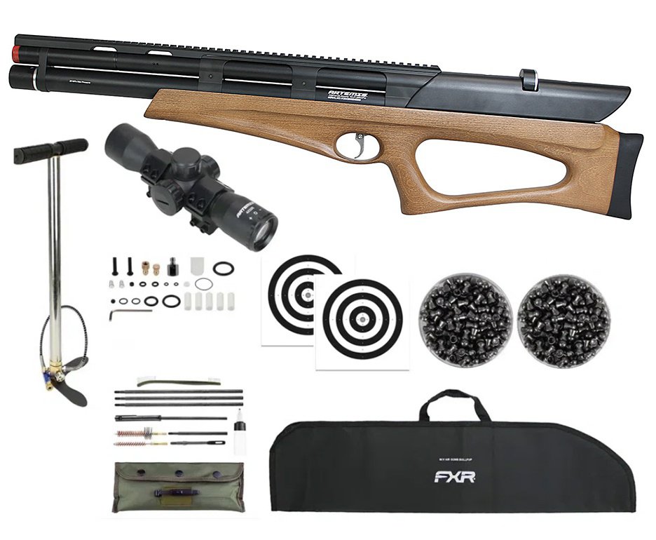 Carabina PCP Artemis Bullpup M40 Hazelwood Semi-Auto 5.5mm - FXR Artemis + Bomba + Capa + Chumbo + Alvos + Luneta 4X32 + Kit Limpeza