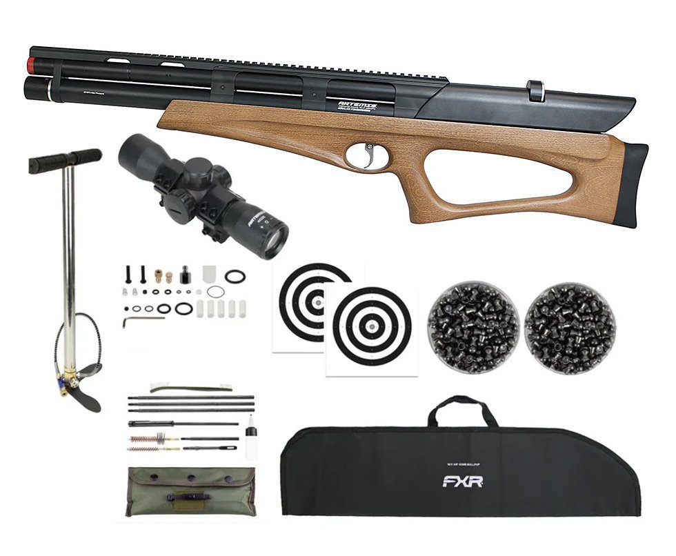 Carabina PCP Artemis Bullpup M40 Hazelwood Semi-Auto 5.5mm - FXR Artemis + Bomba + Capa + Chumbo + Alvos + Luneta 4X32 + Kit Limpeza