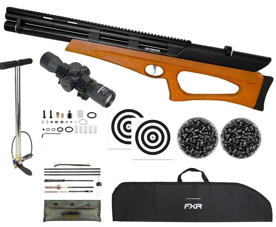 Carabina PCP Artemis Bullpup M40 Hazelwood Semi-Auto 5.5mm - FXR Artemis + Bomba + Capa + Chumbo + Alvos + Luneta 4X32 + Kit Limpeza