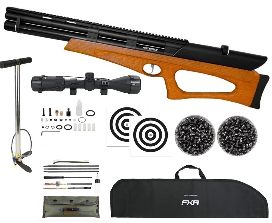 Carabina PCP Artemis Bullpup M40 Hazelwood Semi-Auto 5.5mm - FXR Artemis + Bomba + Capa + Chumbo + Alvos + Luneta 3-9x40 + Kit Limpeza