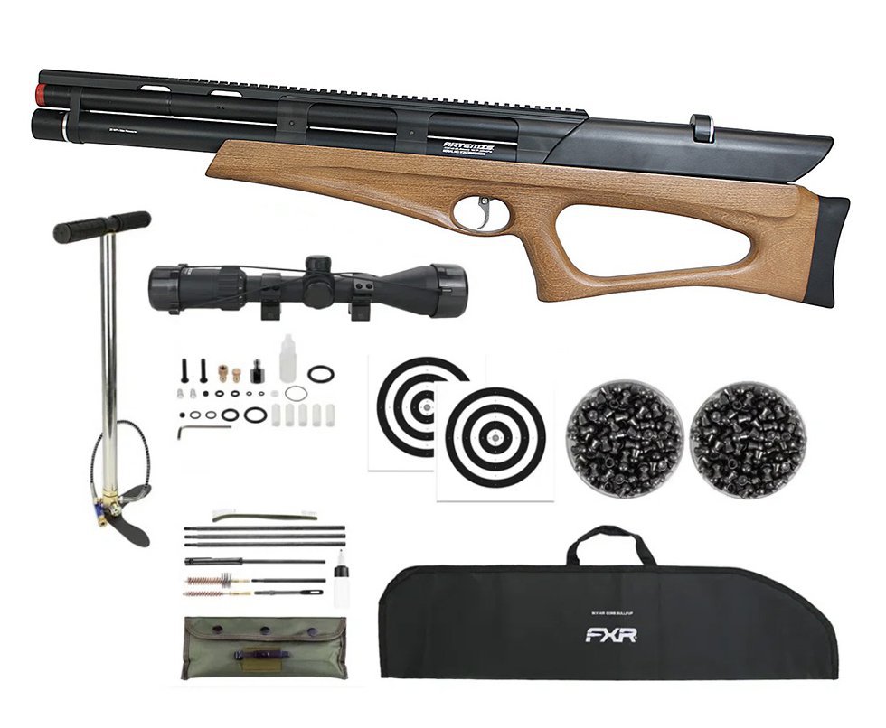 Carabina PCP Artemis Bullpup M40 Hazelwood Semi-Auto 5.5mm - FXR Artemis + Bomba + Capa + Chumbo + Alvos + Luneta 3-9x40 + Kit Limpeza