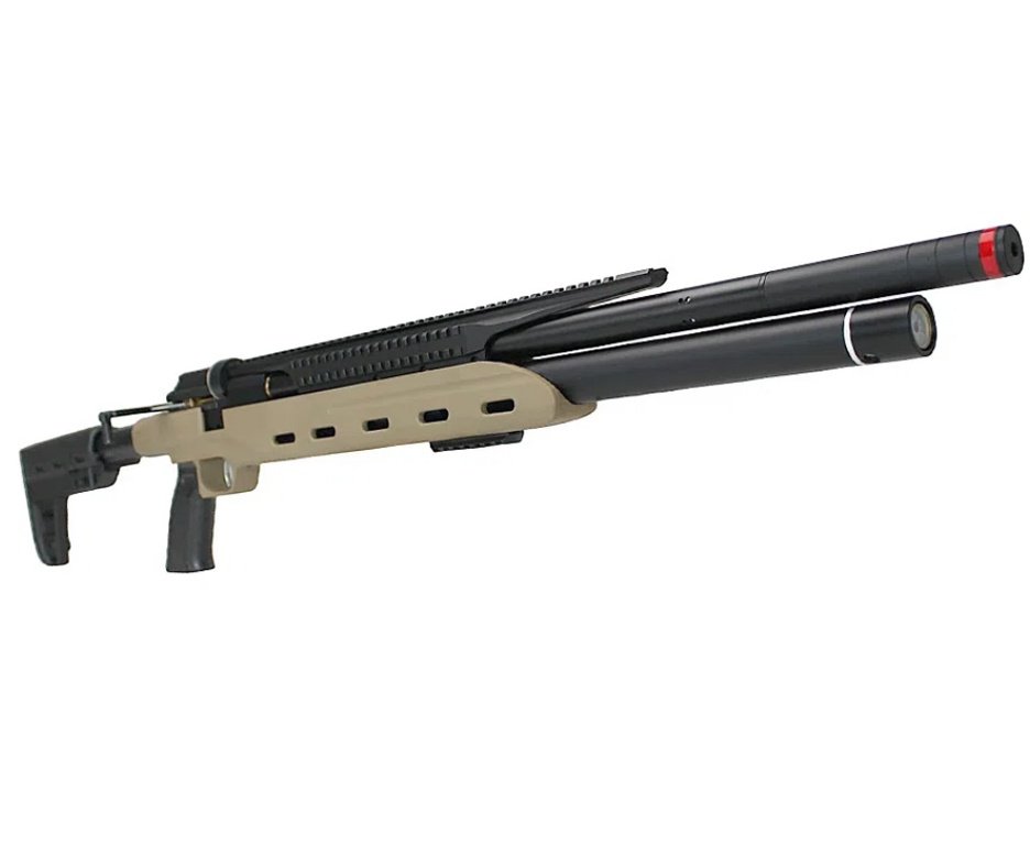 Carabina PCP Semi-Auto M50 Tempesta Desert 5,5mm QGK/SPA Artemis + Bomba + Capa + Kit Limpeza + Alvos + Desengripante / Anticorrosivo + Óculos de Segurança