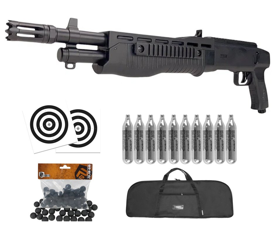 Shotgun Home Defense CO2 T4E TB .68 HDS 16J - Umarex + Esferas de Borracha + Co2 + Capa + Alvos