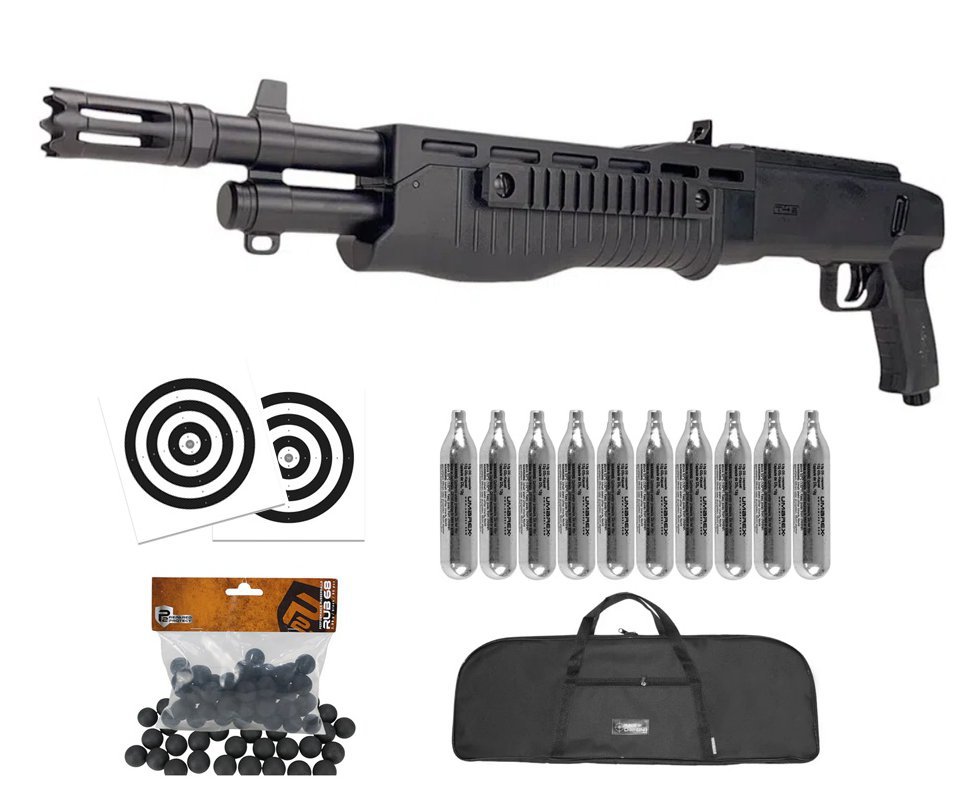 Shotgun Home Defense CO2 T4E TB .68 HDS 16J - Umarex + Esferas de Borracha + Co2 + Capa + Alvos