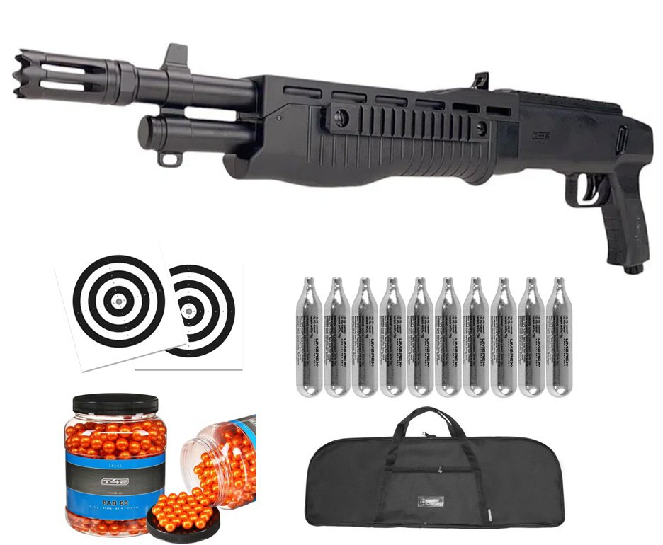 Shotgun Home Defense CO2 T4E TB .68 HDS 16J - Umarex + Esferas de Tinta + Co2 + Capa + Alvos