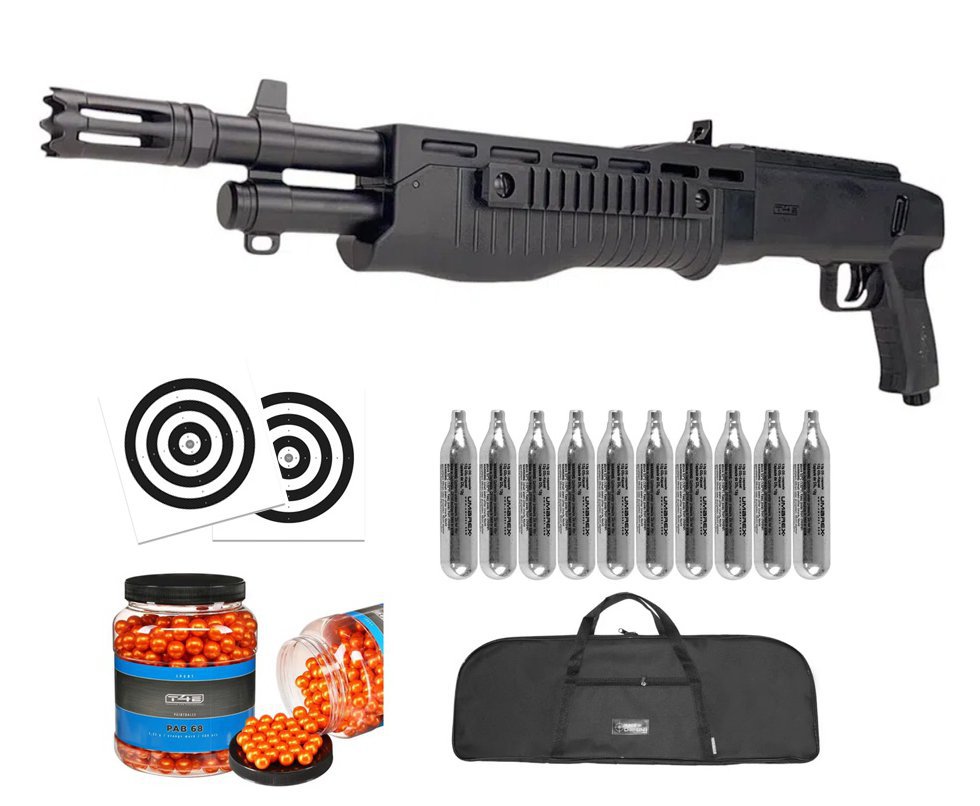 Shotgun Home Defense CO2 T4E TB .68 HDS 16J - Umarex + Esferas de Tinta + Co2 + Capa + Alvos