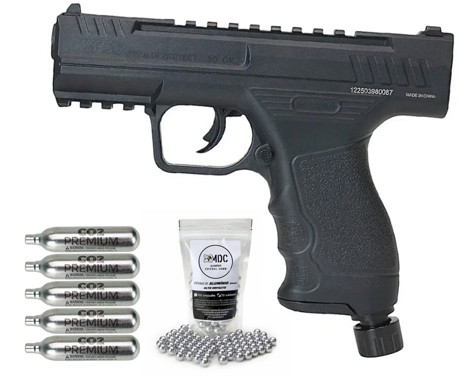 Pistola de Pressão CO2 Beeman BP50 .50 HDP LTL- Rossi + Co2 + Esfera de Alumínio