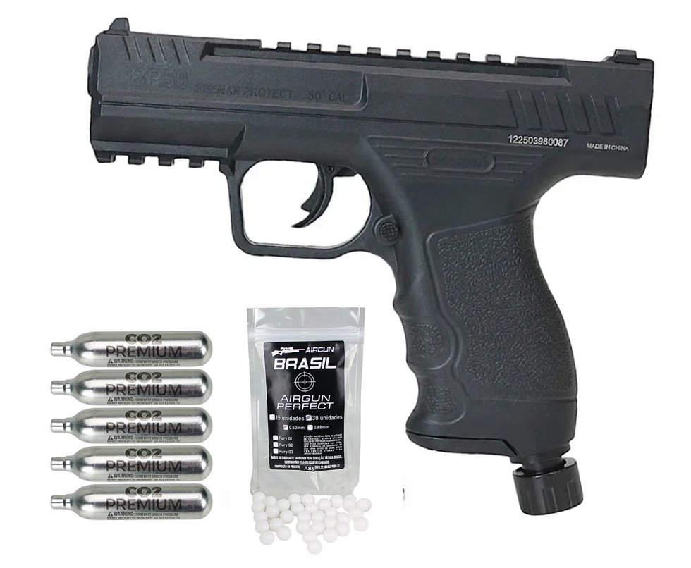 Pistola de Pressão CO2 Beeman BP50 .50 HDP LTL- Rossi + Co2 + Esfera de Paintball