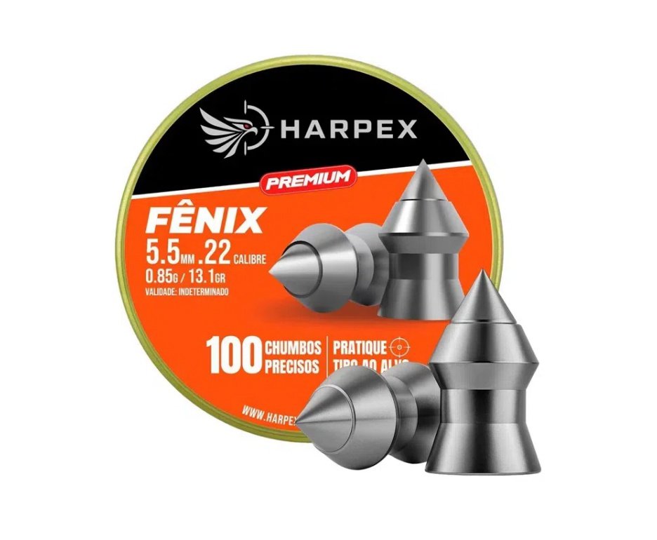Kit 10 Cx Chumbinho Harpex Fenix Premium 5,5mm 100 pcs/pot + Alvos