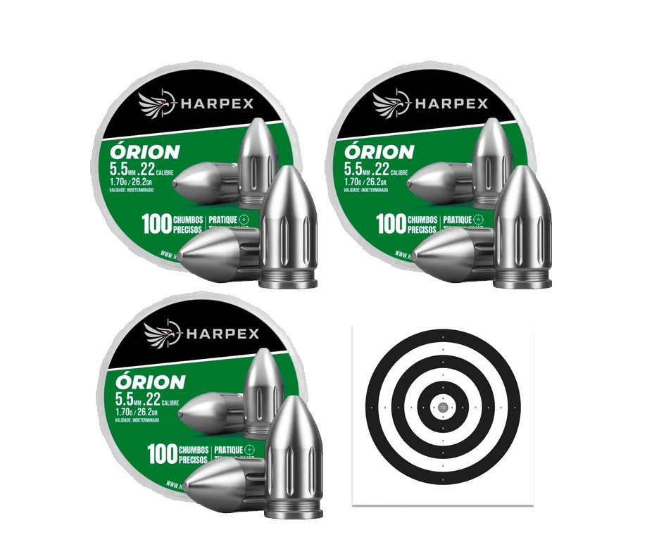 Kit 03 Cx Chumbinho Harpex Orion 5,5mm 100 pcs/pot + Alvos