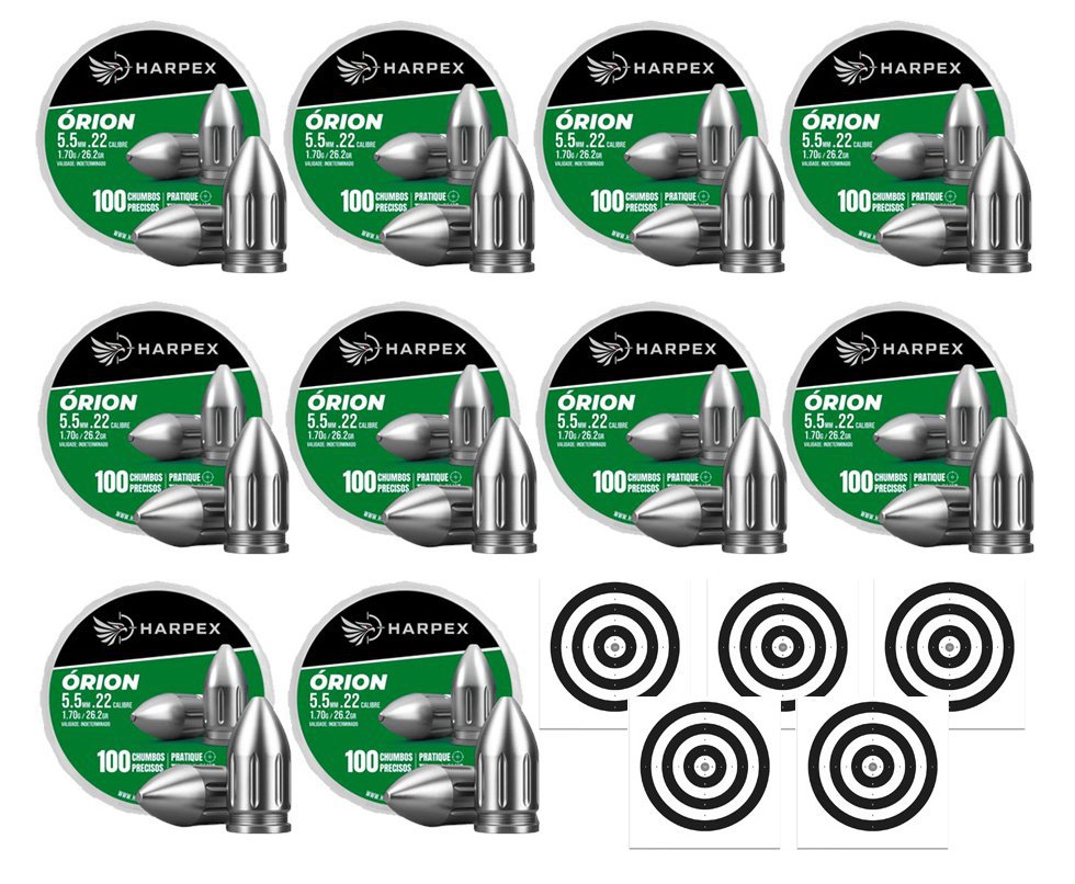 Kit 10 Cx Chumbinho Harpex Orion 5,5mm 100 pcs/pot + Alvos