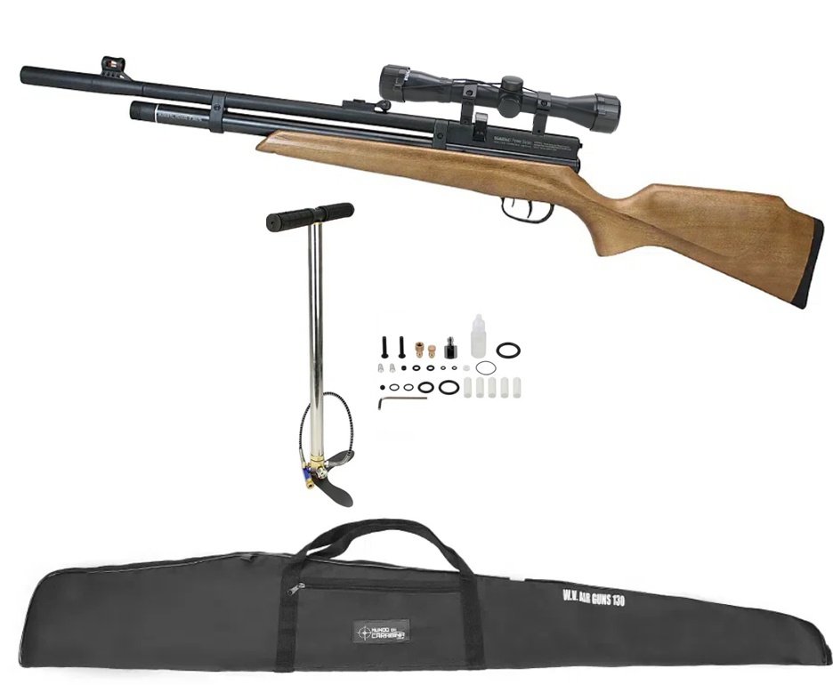 Carabina de Pressão Beeman PCP 1332 Raider 6,35mm Madeira - Rossi + Bomba + Capa + Luneta 4x32
