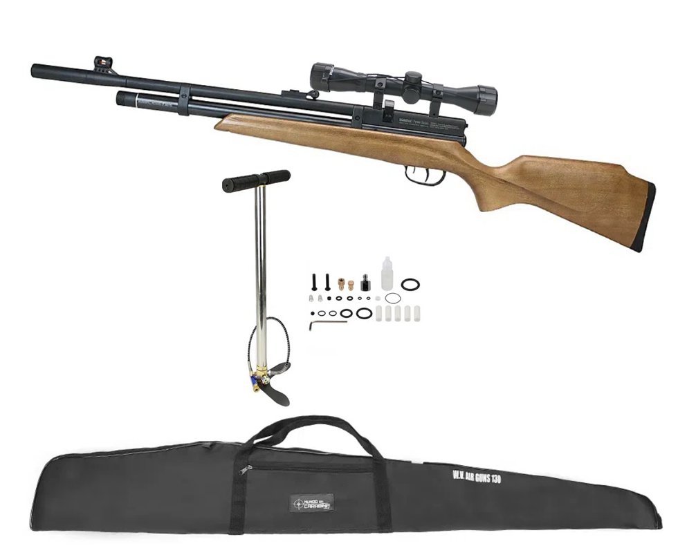 Carabina de Pressão Beeman PCP 1332 Raider 6,35mm Madeira - Rossi + Bomba + Capa + Luneta 4x32