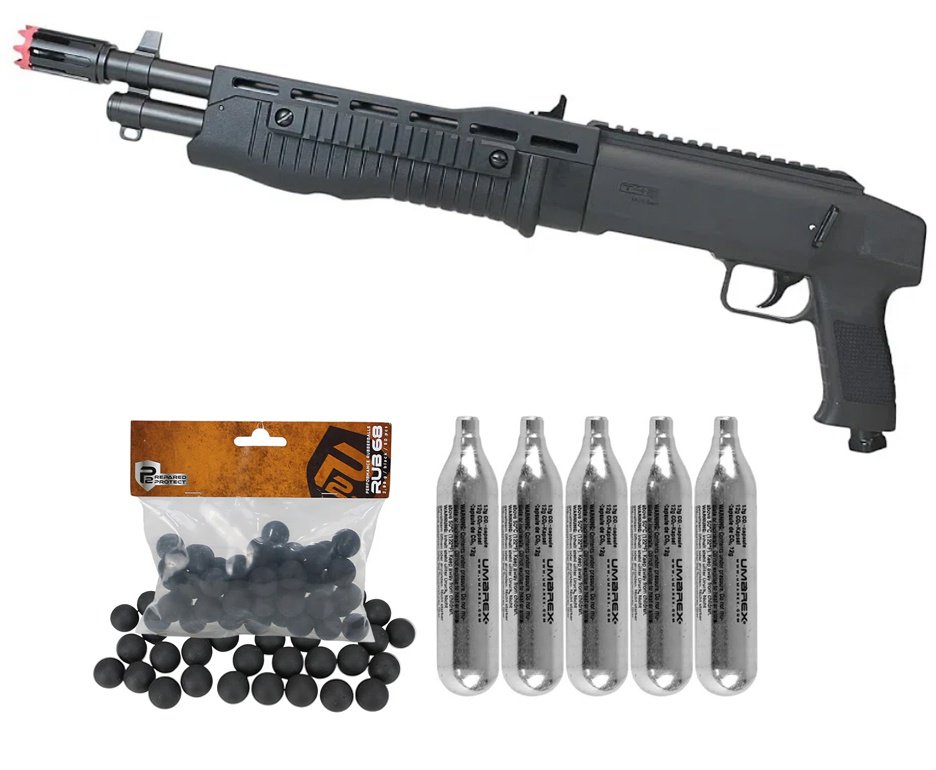 Shotgun Escopeta CO2 Umarex T4E TB Gen2 Cal .68 + Esferas de Borracha + Co2