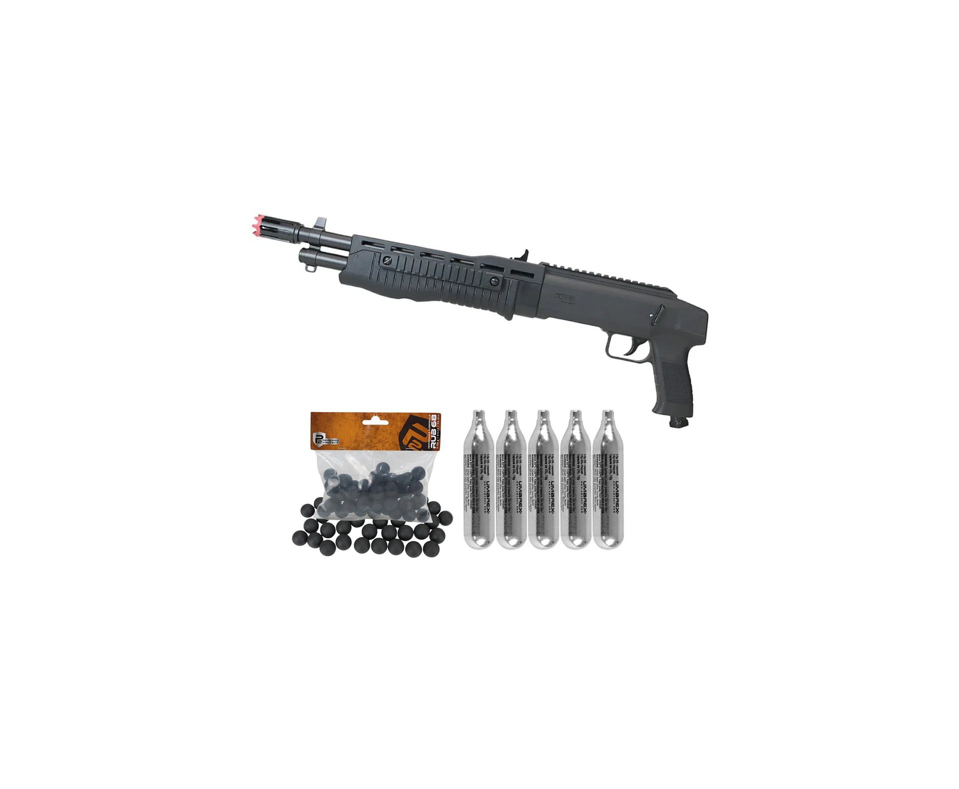 Shotgun Escopeta CO2 Umarex T4E TB Gen2 Cal .68 + Esferas de Borracha + Co2