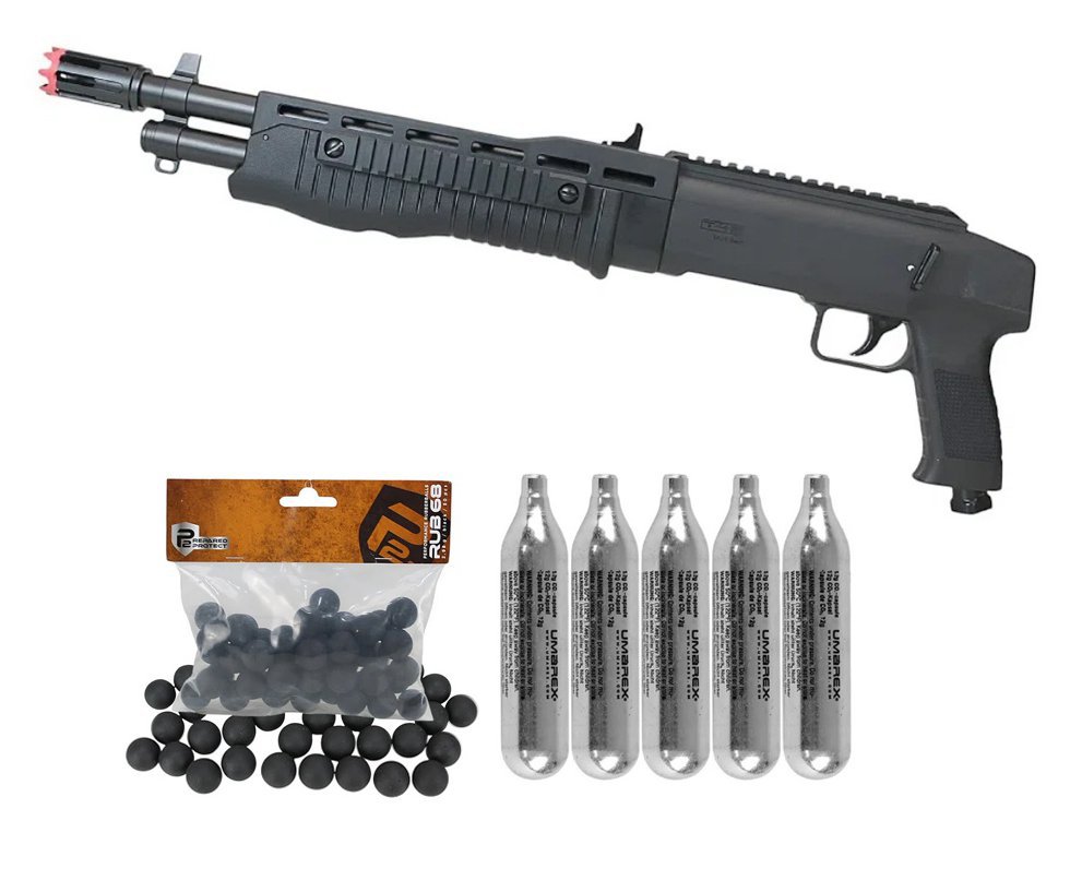 Shotgun Escopeta CO2 Umarex T4E TB Gen2 Cal .68 + Esferas de Borracha + Co2