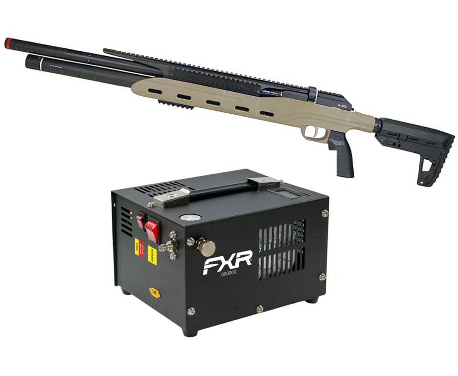 Carabina PCP Semi-Auto M50 Tempesta Desert 5,5 QGK/SPA Artemis + Compressor Portátil Trivolt Compact