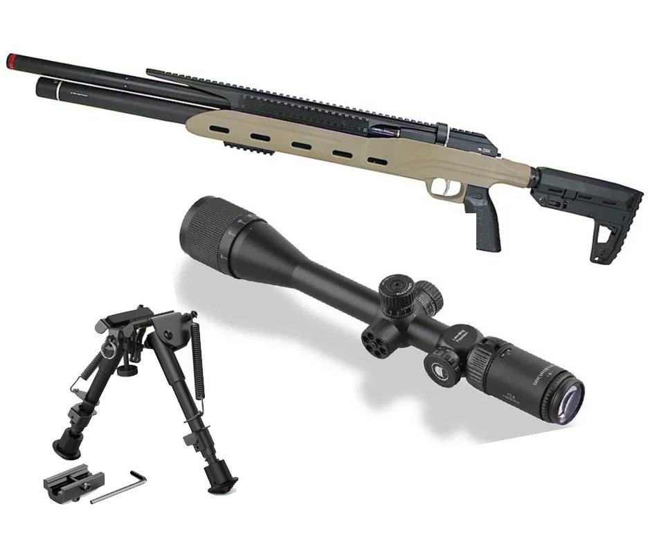 Carabina PCP Semi-Auto M50 Tempesta Desert 5,5mm QGK/SPA Artemis + Bipe Harris + Luneta 6-24x42