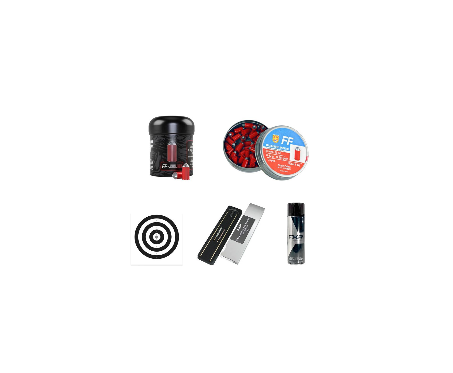 Kit 02 Chumbinho FF Java Red 5,5mm + Balistic Power Prometheus 5,5 .22 + Kit limpeza + Desengripante